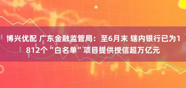 博兴优配 广东金融监管局：至6月末 辖内银行已为1812个“白名单”项目提供授信超万亿元